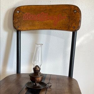 Vintage hilco copper oil lamp with swivel base and glass top